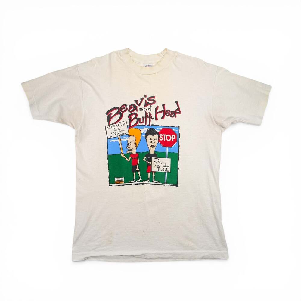Vintage 90s Beavis and Butt-Head "Will Work for 1 Million a Year" T-Shirt Size L